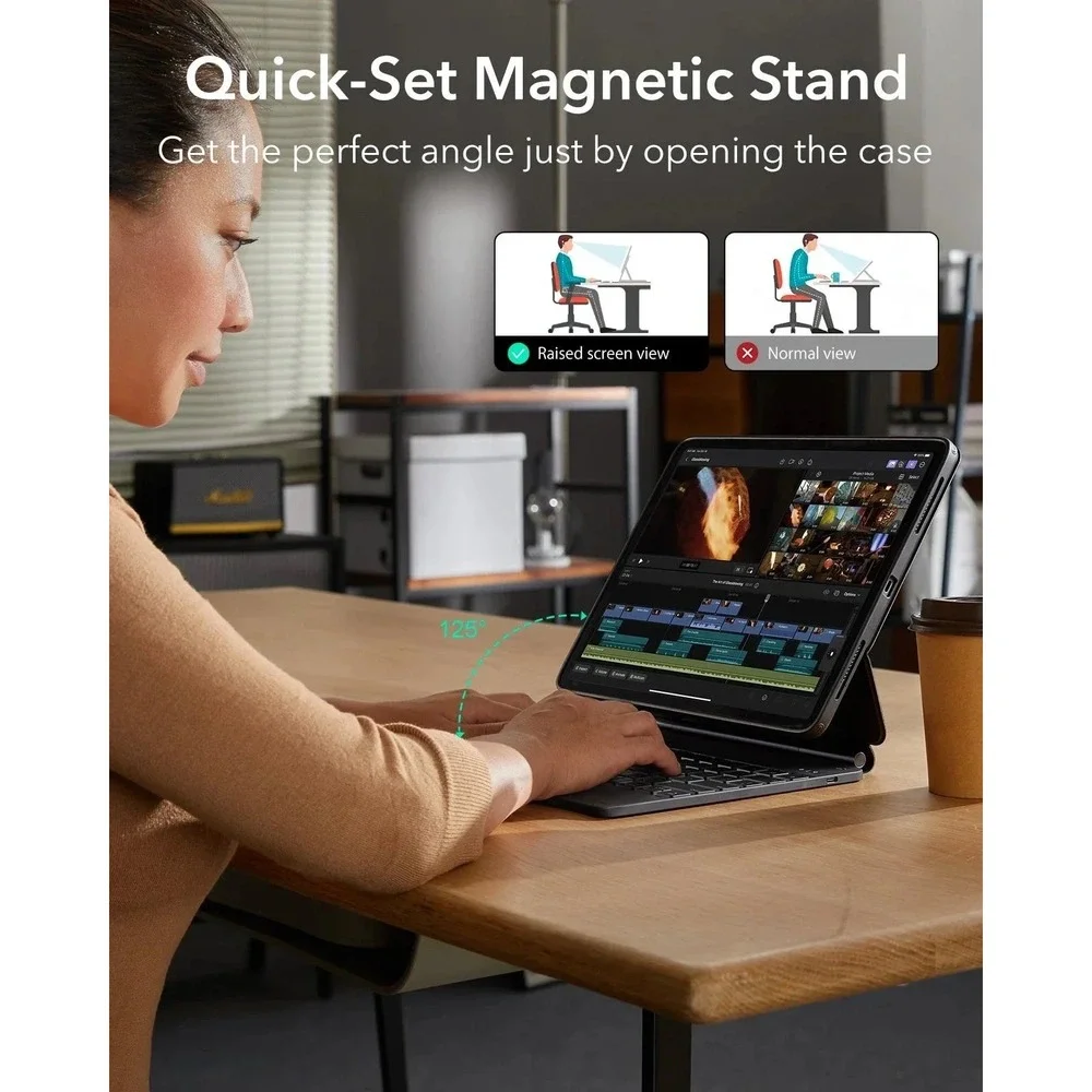 ESR Ipad Air 13 Inch Case Keyboard M4/M3/M2, 2026/2025/2024 Magnetic‎ Stand Blue